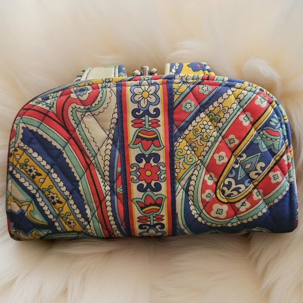 Vera Bradley Kiss Lock Wallet Multi-color Paisley